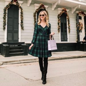 BNWT long sleeve dress black watch plaid J.Crew